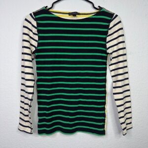 J. Crew Shirt Womens XS Colorblock Striped Long Sleeve Boatneck Casual‎ Preppy